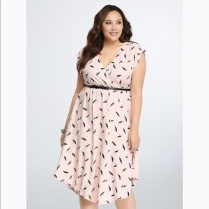 Torrid Feather Print Surplice Dress